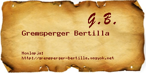 Gremsperger Bertilla névjegykártya